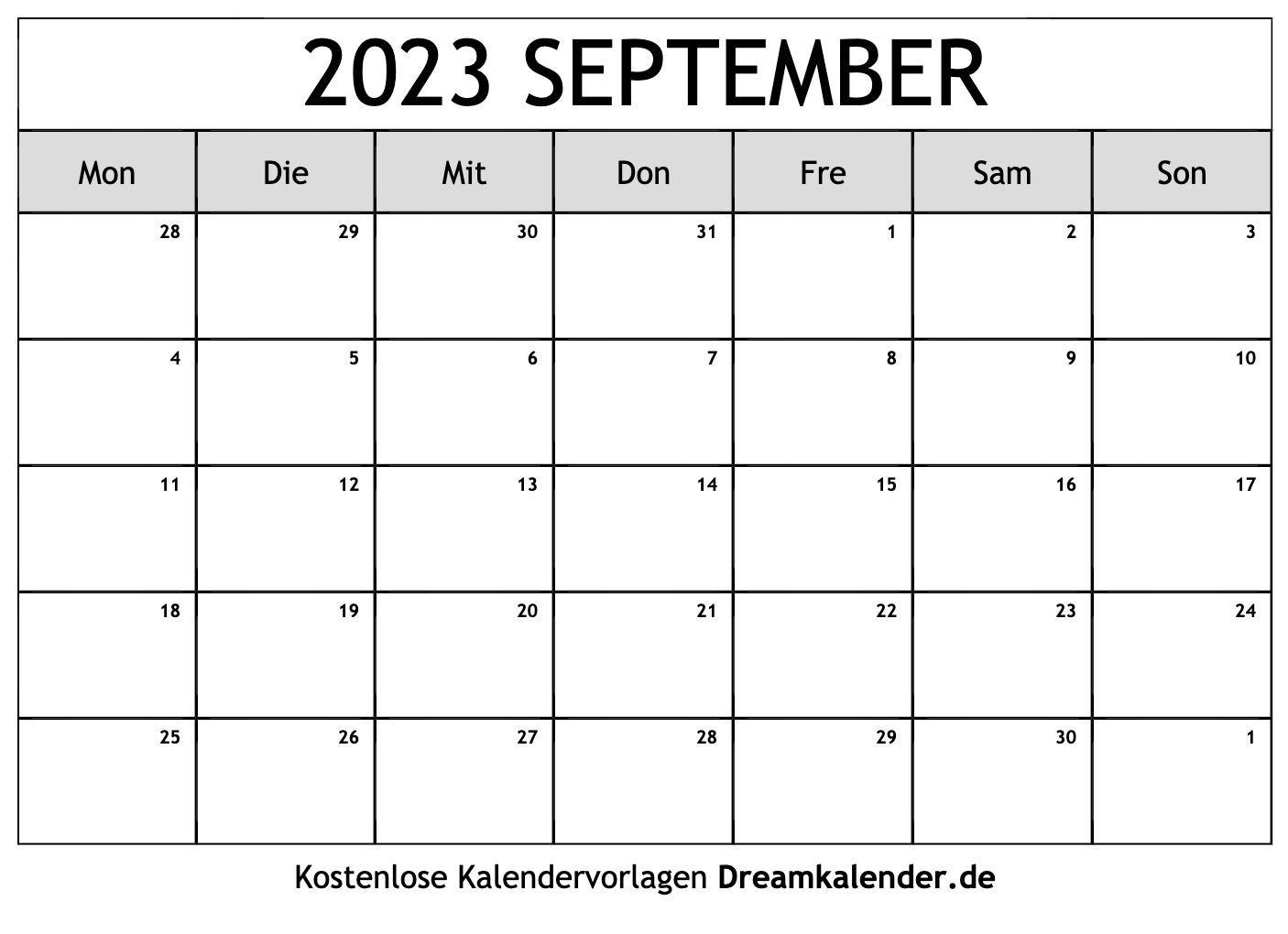 Kalender September 2023