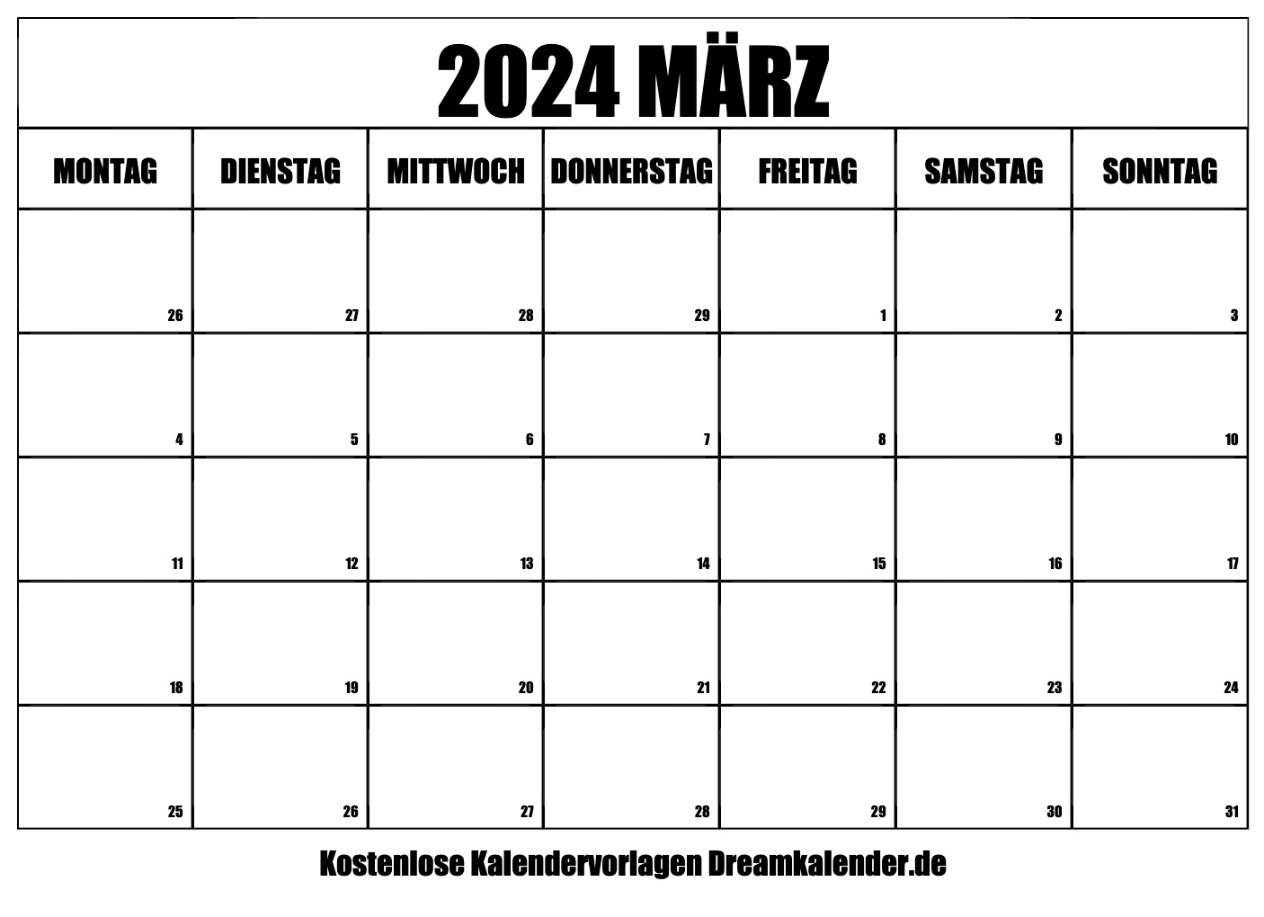 Kalender März 2024