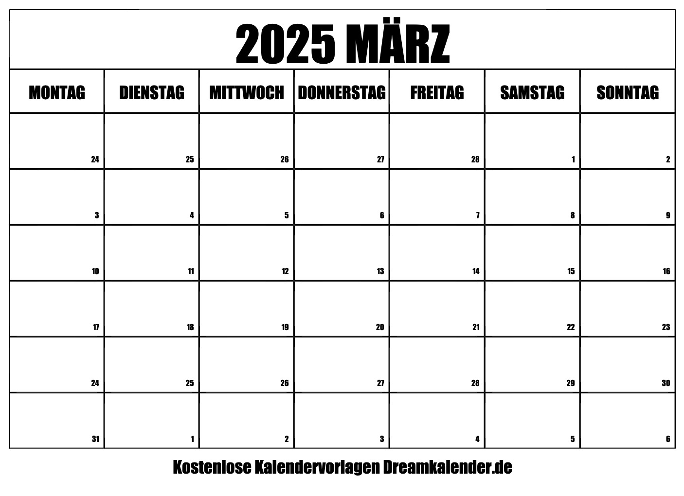 Kalender März 2025