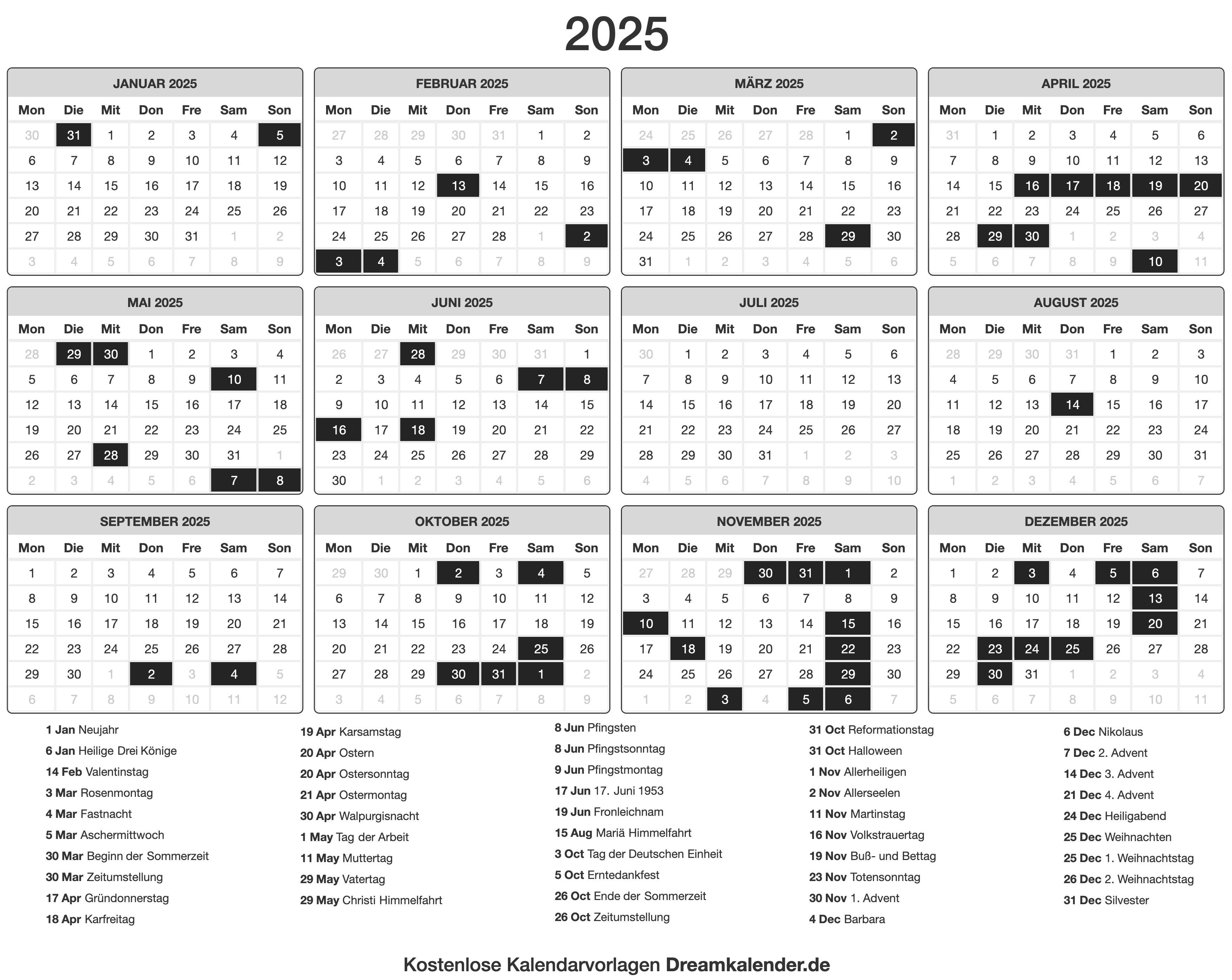 Kalender 2025