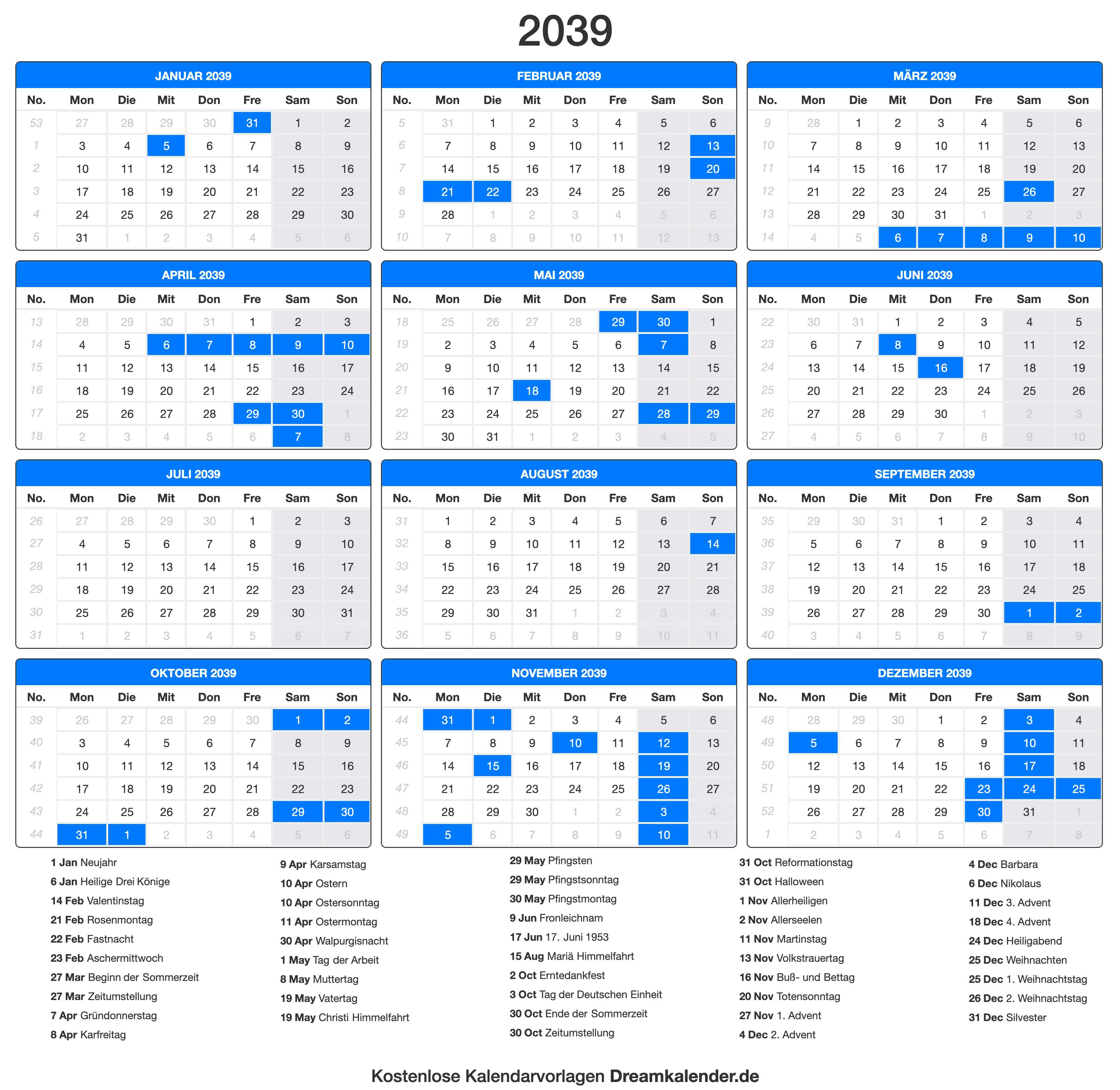 Kalender 2039